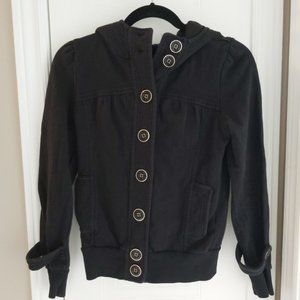 Aritzia Talula button up hoodie, black, size small